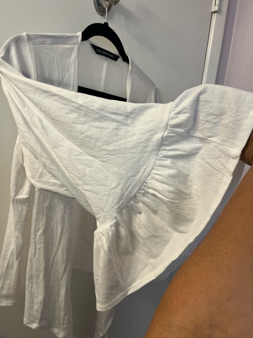 Colleen Lopez White Textured Open Front Top, Bell Sleeves-PTP 23-30/L 22 Pre❤️ - Picture 3 of 7